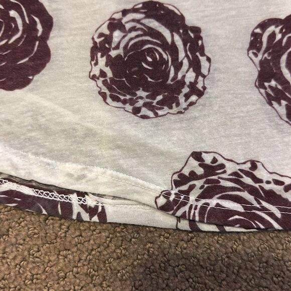 Chaser Women’s Sheer White Tank Top with Grey Trim and Brown Velvet Roses - Picture 4 of 7